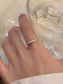 ELSEDES 1对时尚简约S925银心形戒指，镶嵌多颗闪亮宝石，精致奢华，适合日常佩戴和约会之夜，是送给女朋友的完美礼物 - 銀色 - 查看 2