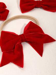 3 sztuki opasek na głowę dla niemowląt, czerwone, najwyższej jakości aksamitne opaski do włosów dla małych dzieci, noworodków, elastyczne, nylonowe opaski do włosów, najwyższej jakości aksamitne, jesienno-zimowe, akcesoria do włosów dla dzieci