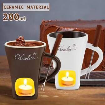 Köks keramisk chokladsmältugn, ost- och ostvärmekopp, chokladsmältdegel.