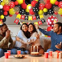 117pcs Cartoon Theme Balloon Garland Arch Set, Including Star Foil Balloons And Red, Yellow, Black, White, Polka Dot Latex Balloons, Very Suitable For Birthday Parties, Baby Showers, First Birthday Parties, Proposal Decorations, Cartoon Mouse Theme Forest Party Decorations. - Multicolor - View 4