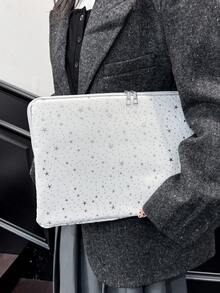 1个星形图案笔记本电脑保护套，适用于10/11英寸iPad、13/14英寸、15/15.6英寸笔记本电脑，防水旅行必备。 - 白色 - 查看 5