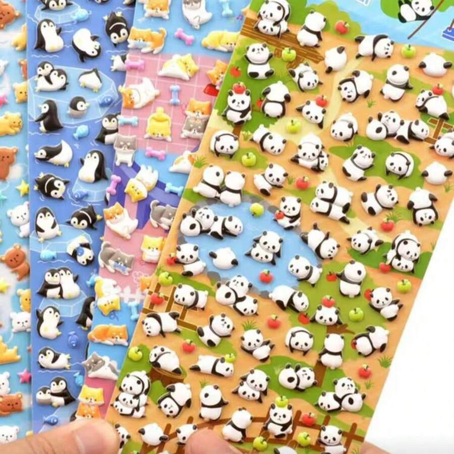 1个可爱熊猫造型泡沫贴纸，动物园成长贴纸，手机贴纸 - 彩色 - 查看 1