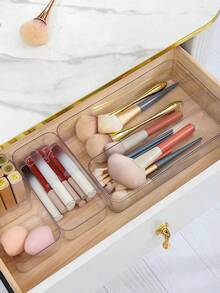 Transparent Drawer Storage Box, With Dividers, Multiple Sizes Available, Stackable Storage, Suitable For Desktops, Office Desks, Cosmetics, Office Supplies And Miscellaneous Items, Drawer Storage Box, Study Room Decor, Autumn Decor, Holiday Decor, Room Decor, Home Decor, Autumn Decor, Bedroom Decor, Sunny Travel Cool Drawer Storage Box, Cosmetic Storage Box, Drawer Dividers, Room Decor, Bedroom - Clear - View 7