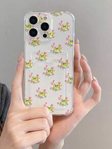 1pc Cute & Fun Transparent Card Holder Case With Spongebob & Heart Pattern, Shockproof Phone Case Compatible With IPhone 11/12/12 Pro Max/14 Pro Max/15/15 Pro/16/16 Pro Max - Multicolor - View 7