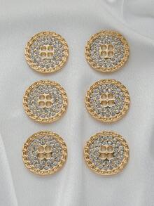 Pacote com 6 botões redondos de metal com strass, ideais para costurar casacos, suéteres, jaquetas, ternos, cachecóis, chapéus e outros acessórios de moda DIY. Cor dourada, 15-25 mm. - Multicolorido - Ver 9