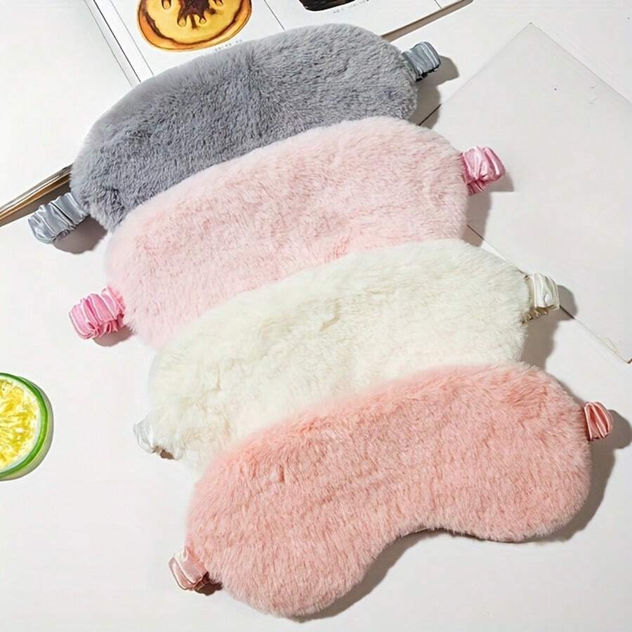 Soft & Skin-Friendly Plush Sleep Eye Mask - Solid Color, Blackout Eye Mask To Relieve Fatigue, Suitable For Daily Use And Travel Essentials