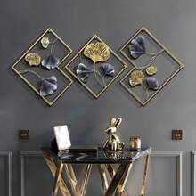 ZhdnBhnos 3Pcs Modern Metal Wall Art Hanging Sculpture, Ginkgo Leaf Wall Decor, Home Art Decor For Bedroom Living Room Decoration,3D Ginkgo Craft Wall Decor 164 X 70.5 Cm - Variant 1 - View 2
