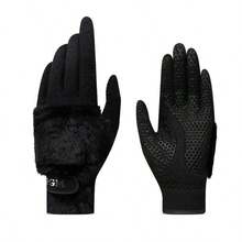 Winter Golf Gloves For Women - Thermal Lined Thermal Insulated Faux Rabbit Fur Warm Gloves (Pair) - Black - View 7