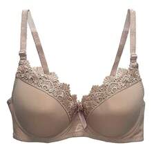 Brasier Sujetador Ropa Interior Ribete Encaje Copa Ajustable - Beis - Ver 1