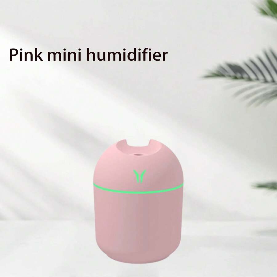 Portable Mini Humidifier, 250ML Small Humidifier, 3-In-1 Colorful Mini Humidifier + Night Light + Car Humidifier, Cool Mist Humidifier With Aroma Pads, USB Portable Humidifier For Travel - 粉色 - 查看 1