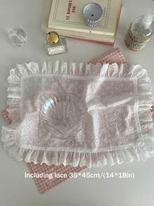 1/2/6pcs Floral Embroidered Lace Decor Placemats, Oval Minimalist Ins Style Photo Backdrop - White - View 2