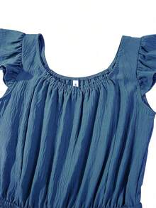 Womens Summer Loose Spaghetti Strap Short Jumpsuit Rompers - Royal Blue - View 5