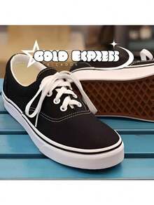 Authentic Men's Casual Basic Skater Sneakers In Various Colors, Unisex, Non-Slip, Sizes 34 To 43, 24-Hour Shipping - Black and White - View 2