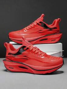 Men's Road Running Shoes - Rubber Sole Cushioned Running Shoes - Suitable For Fitness, Jogging, Casual Wear - Lace-Up Design, Dual-Use For Daily And Sports - Lightweight Shock-Absorbing Shoes, Outdoor Activities, Fashionable Style, Wear-Resistant And Non-Slip, High-Efficiency Training Shoes