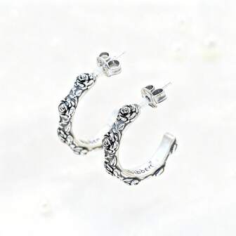 ต่างหูเงินแท้ 925 ลายดอกกุหลาบวินเทจ, งานแกะสลักประณีต, แสดงออกถึงความโรแมนติกย้อนยุคและความสง่างามทางศิลปะ, เหมาะสำหรับใส่ทำงาน, งานปาร์ตี้แนววินเทจ, นิทรรศการศิลปะ, งานแต่งงานแบบจีน, งานสังสรรค์ และอื่นๆ