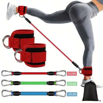 Ankle Resistance Band, Fitness Resistance Band, Leg And Glute Training Resistance Band, Suitable For Kickback, Hip, And Gluteal Training, Resistance Band With Ankle Strap. Beauty, Health, Resistance Band.