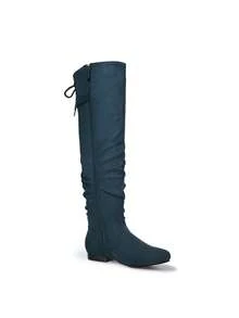 Dream Pairs Women's Classic Elegant Over-The-Knee Thigh-High Boots - Side Zipper Fashionable Long Boots For Autumn Winter - Blue - View 6