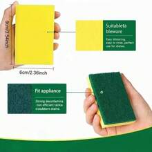 12/24 件双面清洁海绵 - 重型防刮擦海绵，带绿色和黄色层，可堆叠用于餐具、厨房、浴室、台面 - 耐用家居清洁必备品，圣诞礼物之选，多表面清洁剂 | 高效洗涤器 | 高吸水性海绵 - 彩色 - 查看 5