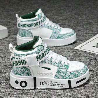 Women's Casual Sneakers, Lace-Up Thick Sole Soft Bottom Walking Skateboard Shoes, Mid-Top Comfortable Campus Style Athletic Shoes