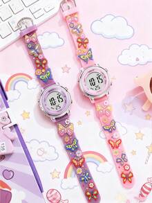 1pc/Set Casual Minimalist Cartoon Cute Butterfly Silicone Watch, & Year-End Promotion, Ideal Holiday Gift - Multicolor - View 2