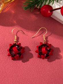 2pcs Christmas Earrings, Red Gift Tassel Earrings, Personalized Funny Earrings, Holiday Gift Earrings, Colorful Light Bulb Bell Earrings/Christmas Tree Earrings, Christmas Decorations Tassel Earrings, Suitable For Christmas Party Favors