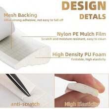 Guardapolvo y Protector para Puerta,Burletes de Cuña Puertas Ventanas,Tiras Sellado Densidad,Burlete Autoadhesivo para Ventanas y Puertas,A Prueba de Insectos,A Prueba de Sonido (, )(Blanco 5M) - Multicolor - Ver 7