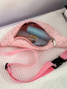 Fashionable Star Decor Fanny Pack, Adjustable Strap, Suitable For Casual Outings To Carry Lipstick, Phone, Coins, Unisex Mini Chest Bag