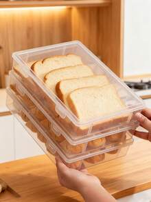 1个透明面包盒，带翻盖，防尘食品储存容器，适用于厨房、冰箱、面包房、零食店，大容量多尺寸食品收纳盒，家用、餐厅适用