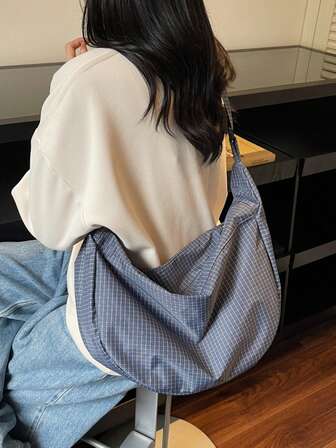 1pc Men's Nylon Sling Bag Shoulder Bag,Nylon Sling Bag Scratch Resistant And Wear-Resistant Pouch For Passport Money ID Card Credit Card Lightweight For Commute/Commuting Gift For Husband Solid Color