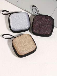 1pc EVA Material Glitter Star Shaped Earphone Case With Zipper Closure, Shockproof And Crush-Resistant, Portable Handheld Storage Box For Bluetooth Earphones/USB Drives/Coins/Keys, With Mesh Pocket And Soft Divider, Compact And Lightweight, Unisex Travel Pouch - Multicolor - View 7
