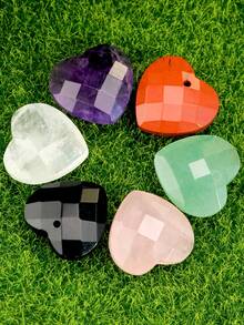 Yumfeel 2pcs Natural Stone Faceted Heart Pendants For Jewellery Making,Size16*16mm Charms For DIY Necklaces And Earrings.Jewellery Making Accessories - Multicolor - View 2