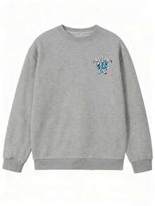 Women's Tropical Print Casual Crew Neck Long Sleeve Sweatshirt For Autumn/Winter, Women's Casual Crew Neck Sweatshirt With Collegiate Style Print Design, Radiating Youthful Vitality. Suitable For Running, Casual Wear, Gatherings, Parties, Etc. Provides Comfortable Wear In Autumn/Winter, Suitable For Activities Like Running And Exercising. Loose Fit Crew Neck Sweatshirt For Women, Suitable For Street Style And Outdoor Wear, Applicable For Autumn/Winter.