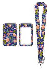 1 pieza Soporte de tarjeta con colgante de llavero, diseño de flor de color azul pavo real de ABS, personalizado, de estilo de dibujos animados, para tarjeta de estudiante, tarjeta de identificación, tarjeta de autobús, funda protectora de campus - Multicolor - Ver 8