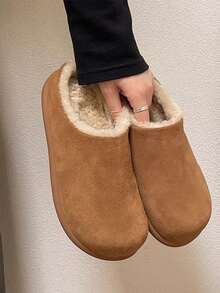 热搜网红女士棉拖鞋 2025 冬季新款复古日系毛绒圆头平底百搭家居拖鞋 - 卡其色 - 查看 16