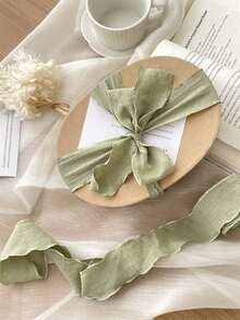 Fita de seda franzida (1 unidade) - Ideal para o Dia das Mães, Dia dos Namorados e outras ocasiões especiais. Feita com alta elasticidade e pregas onduladas, esta fita de seda franzida é perfeita para decorar bolos, aniversários, caixas, presentes e embalagens. Ideal para criar laços, nós, acessórios de cabelo, buquês de flores, caixas de presente e embalagens de bolo. Perfeita também para o Dia das Aulas e outras ocasiões especiais. - Verde - Ver 3