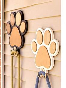 豪华木质双头狗绳挂钩 | 爪印绳架，实木贴面，非常适合走廊或杂物间，手工制作毛巾和衣物挂钩，也适用于卧室和浴室装饰
