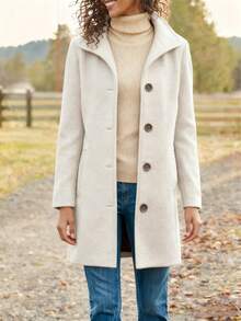 Grey Woolen Coat With A Collar Design That Exudes High-End Warmth And Versatility, Suitable For Both Work And Leisure Scenes In Autumn And Winter, Creating An Elegant And Versatile Must-Have Jacket - 杏色 - 查看 5