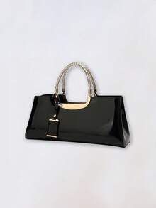 Women's Stylish Tote Bags Patent Leather Shoulder Bags Top Handle HandBags Valentine's Date Night Purse With Zipper Closure For Wedding Office Party - màu đen - Xem 6