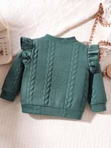 Infant/Baby Girl Minimalist Floral Embroidered Long Sleeve Button Design Jacket