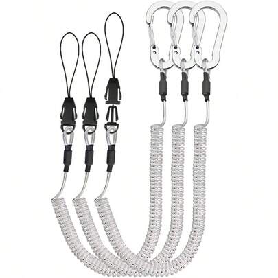 LixandRix Coiled Lanyards With Carabiner Ring And Quick Release Detachable Buckle For Fishing Equipment Keys Cards Tools