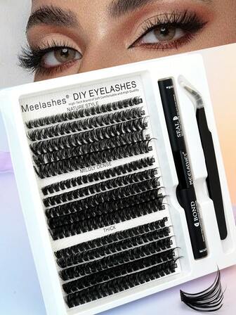 300pcs/Set High Capacity Hot Melt Fluffy Curled Thick Natural Eyelash Extensions