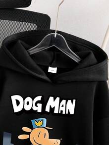 Tween Boy Cartoon Animal Print Warm Sweatshirt - Black - View 3