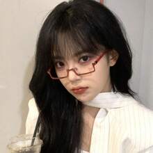 Royal Sisters Punk Style Half-Rim Glasses - High-End Transparent Lenses, No Power Needed, Fashionable Literary Decoration,  Accessory, Stylish Glasses, Durable Eyewear - 彩色 - 查看 9