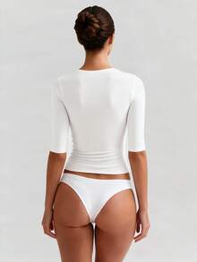 XLLAIS 七分袖T恤，双层弹力可变形领口，紧身款上衣