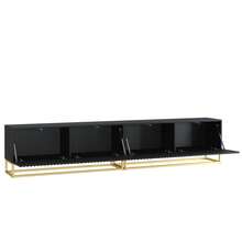 Ripple Duo TV Unit 200cm - Modern Fluted Design With Push To Open Doors - Black - View 11