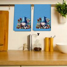 2/4 Pcs Set, Dish Towels, Blue Gnome Pattern Print, Super Absorbent Microfiber Modern Towels, Cooking And Baking Tea Towels, Dish Cloths, Cleaning Towels, Hand Towels, Super Soft And Highly Absorbent, Kitchen Decor, Gifts For Neighbors, Gifts For Mom, Birthday Gifts, Housewarming Gifts For Friends, Kitchen Accessories, Daily Necessities, Household Items
