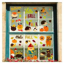 Fall Window Clings 6 Sheets, Gel Stickers For Glass, Thanksgiving Decorations, Autumn Leaves Pumpkin Designs - Multicolor 299 - View 6
