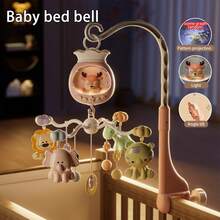 1pc Baby Crib Mobile, Cartoon Christmas Deer Musical Rotating Crib Mobile, Night Light, Electric Rotating, Cartoon Design, For Daily Use - Multicolor - View 2