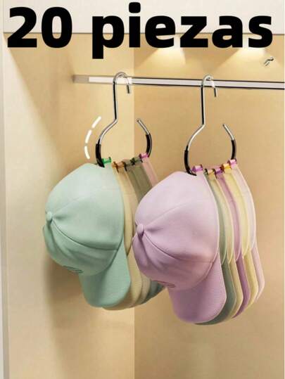 20 Piezas Ganchos de Almacenamiento para Sombreros, Ganchos de Organización de Armario para Sombreros, Corbatas, Bufandas, Cinturones, Ganchos Multifuncionales para el Hogar, Dormitorio, Hotel