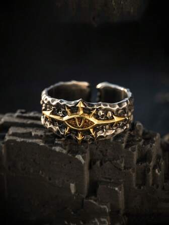 Men's Ring - Fashionable Retro Eagle Wings Dragon Scale Black Expedition Abadon Badge Open Ring - Daily Wear - Party